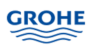Logo Grohe : Qualité et Design pour l'Eau Logo Grohe bleu sur fond noir : le mot GROHE est au-dessus de trois lignes ondulées stylisant l'eau.
